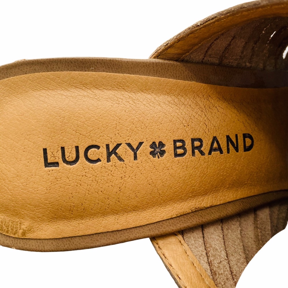Lucky Brand Laceey Leather Wedge Peep Toe Sandal - Picture 12 of 15